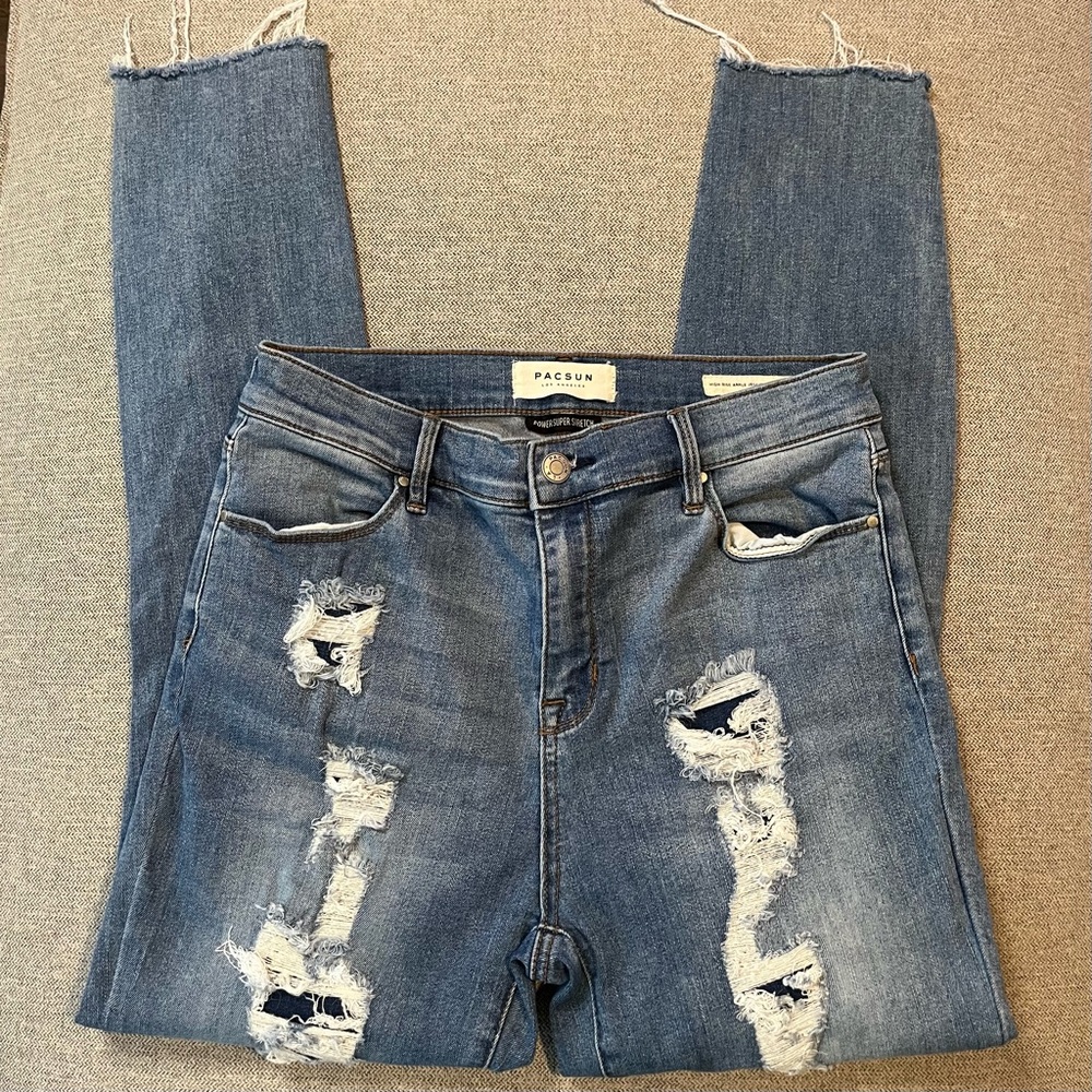 PAC SUN HighRise Distressed light wash Ankle Jegging Jeans Pants Size 28